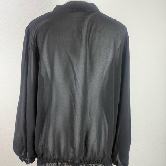 A.N.A Women’s Black‎ Sheer Blouse XL Tie Neck Long Sleeve Lightweight Size XL - Picture 7 of 11